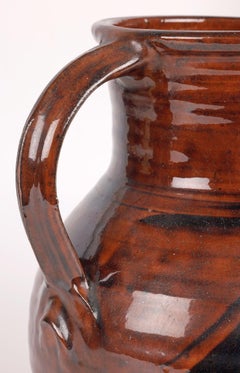 Clive Bowen Studio Pottery Slip Trailed Honey Glazed Jug