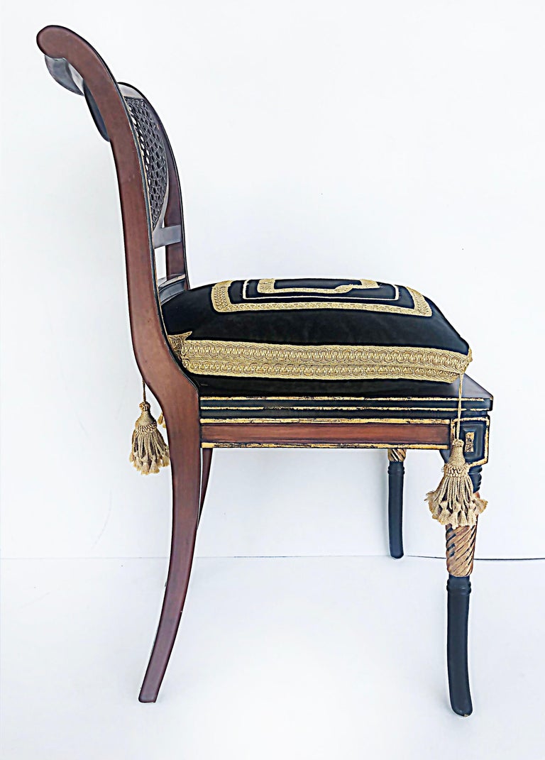 Clive Christian Regency Style HandPainted Caned Chairs with Coat of