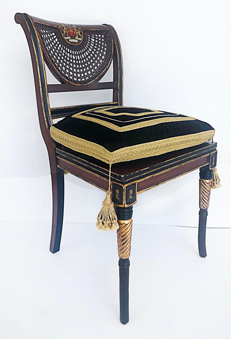 Clive Christian Regency Style HandPainted Caned Chairs with Coat of