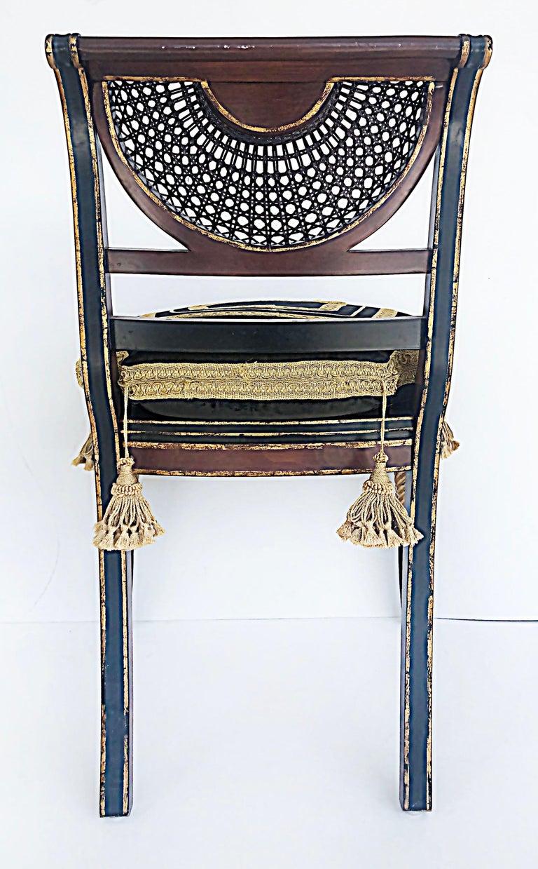 Clive Christian Regency Style HandPainted Caned Chairs with Coat of