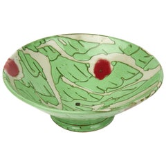 Clive Davis Green Studio Pottery Abstract Colored Bowl