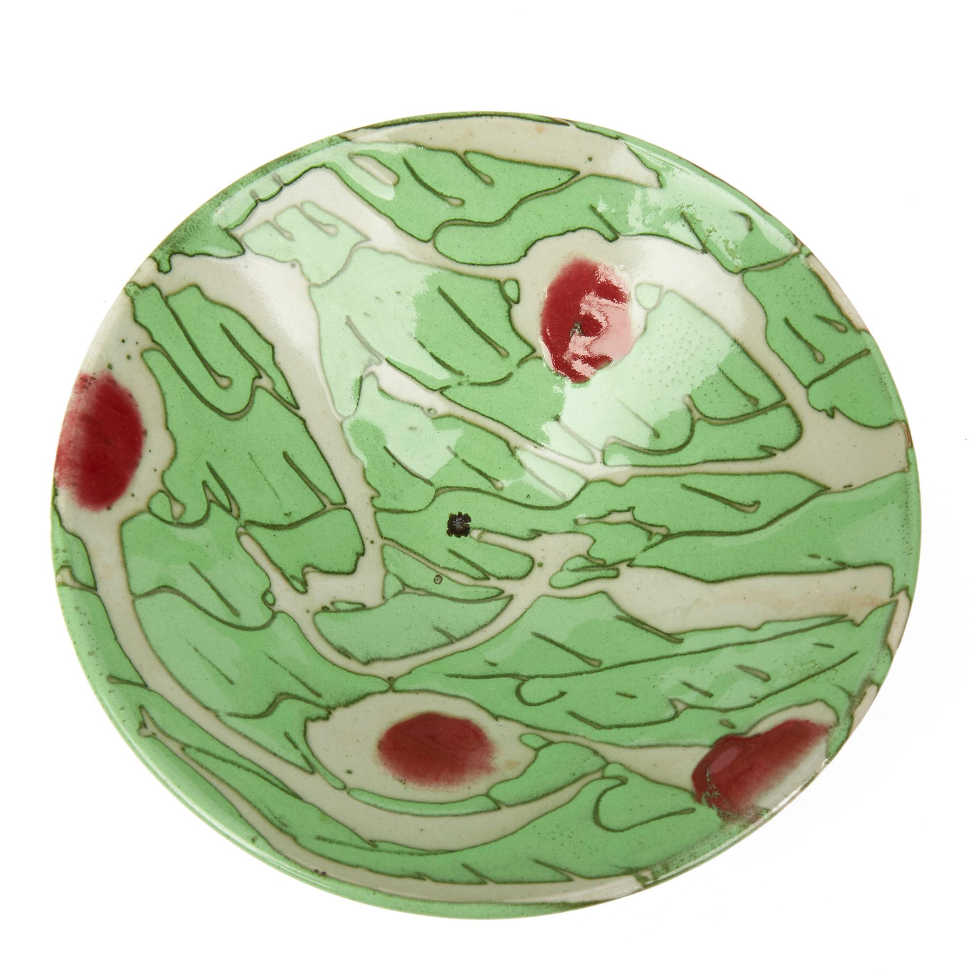 British Clive Davis Green Studio Pottery Abstract Colored Bowl