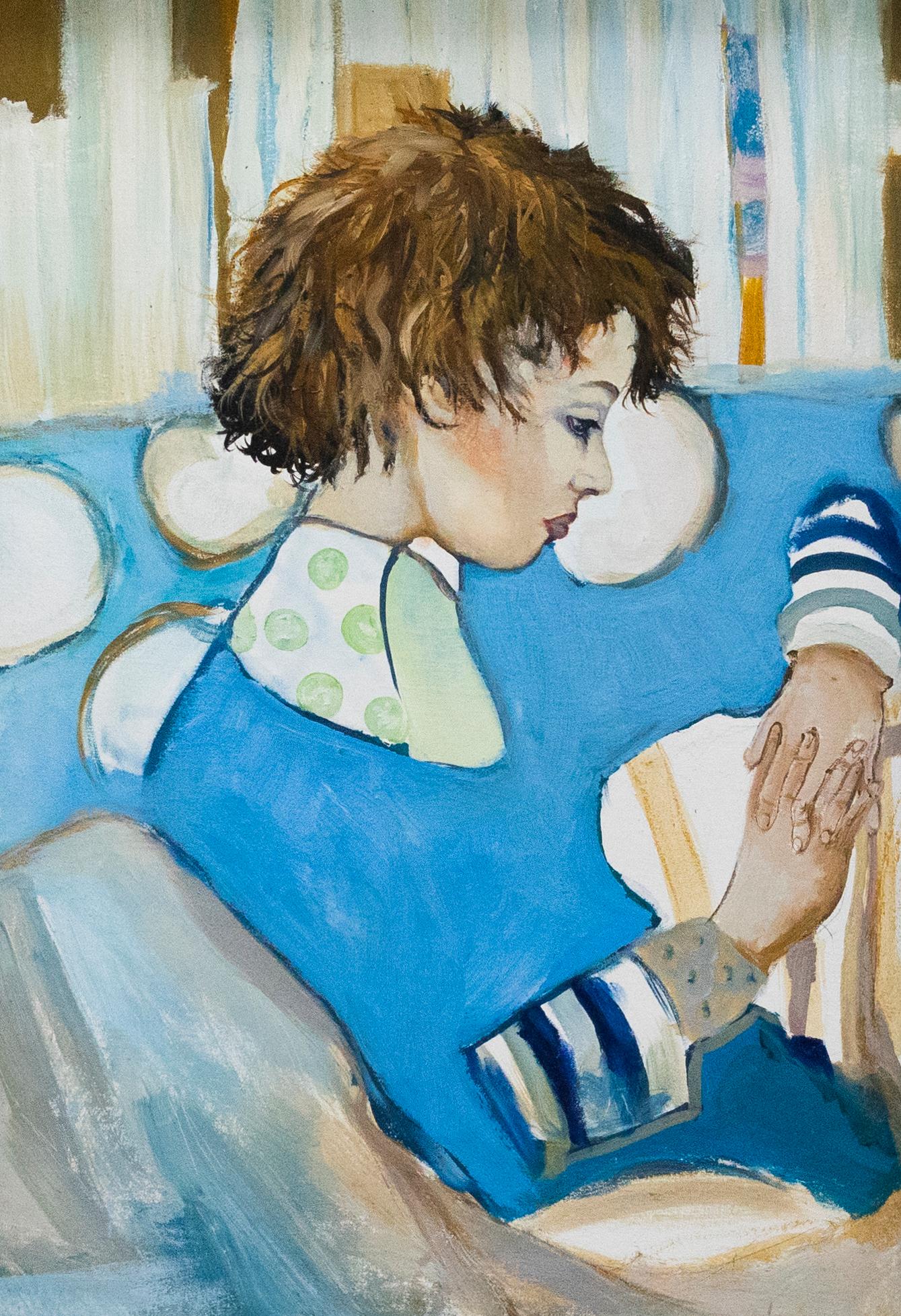 Clive Fredriksson - Contemporary Oil, The Girl in Blue For Sale 1