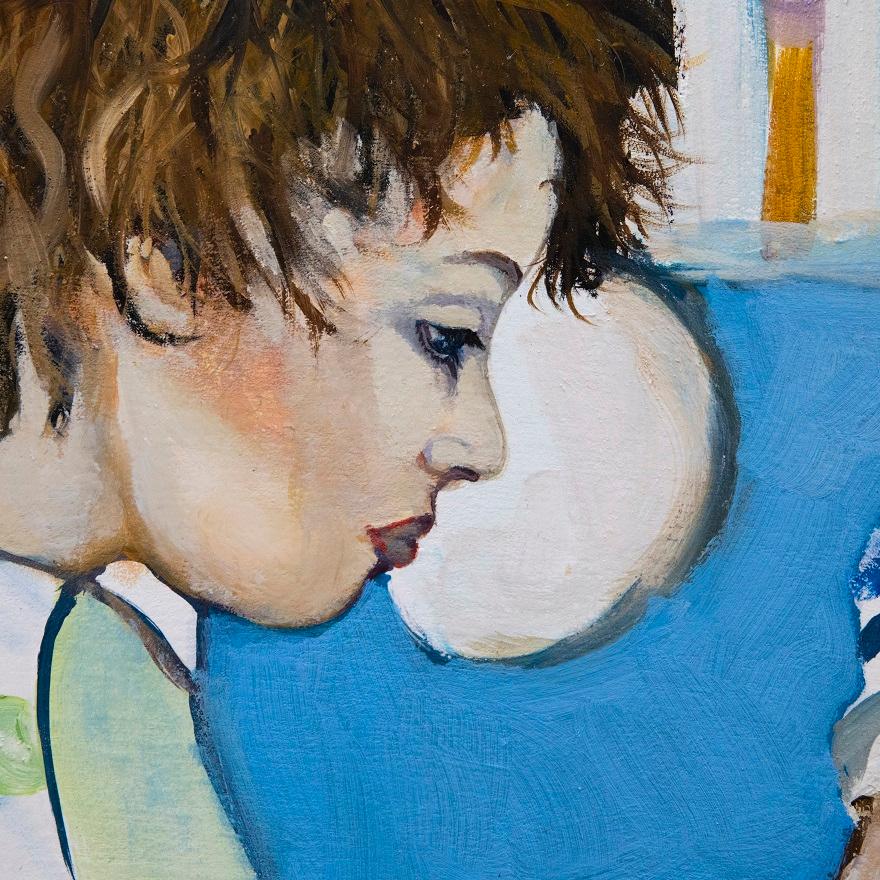 Clive Fredriksson - Contemporary Oil, The Girl in Blue For Sale 3