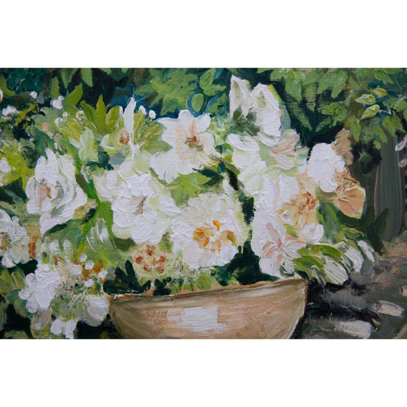 Clive Fredriksson - Framed Contemporary Acrylic, White Hellebores For Sale 3