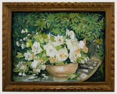 Clive Fredriksson - Framed Contemporary Acrylic, White Hellebores