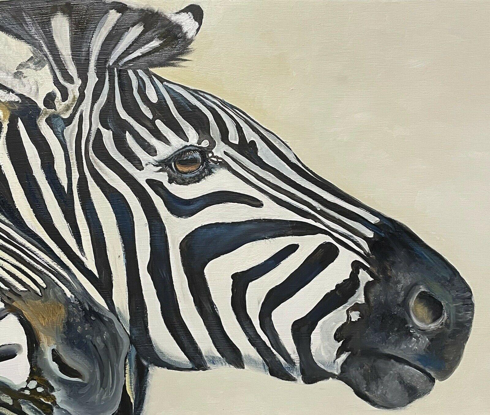 HUGE OIL PAINTING OF TWO ZEBRAS - BY CLIVE FREDRIKSSON - FRAMED & STUNNING - Realist Painting by Clive Fredriksson