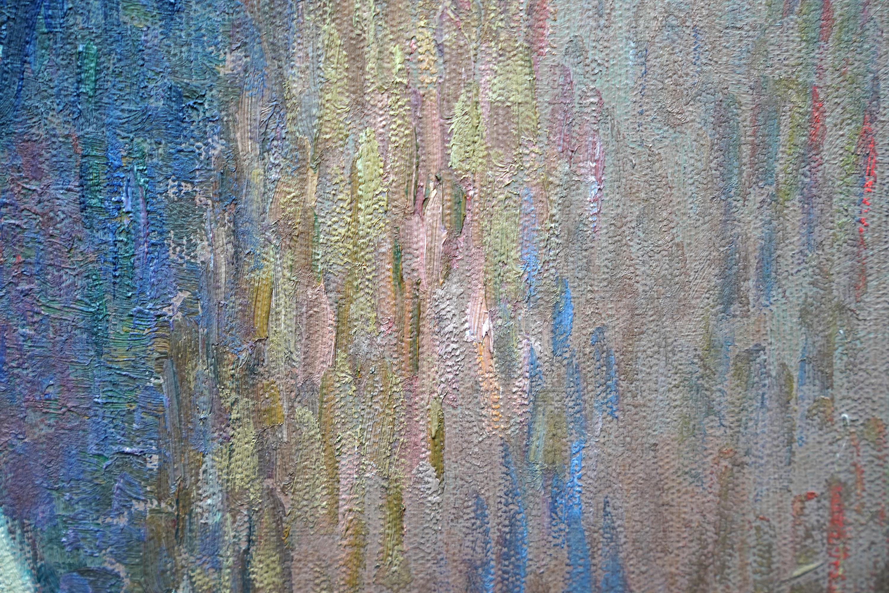 Retrato de dos hermanas junto a una ventana - Pintura al óleo británica de 1918 de la Escuela Slade en venta 8
