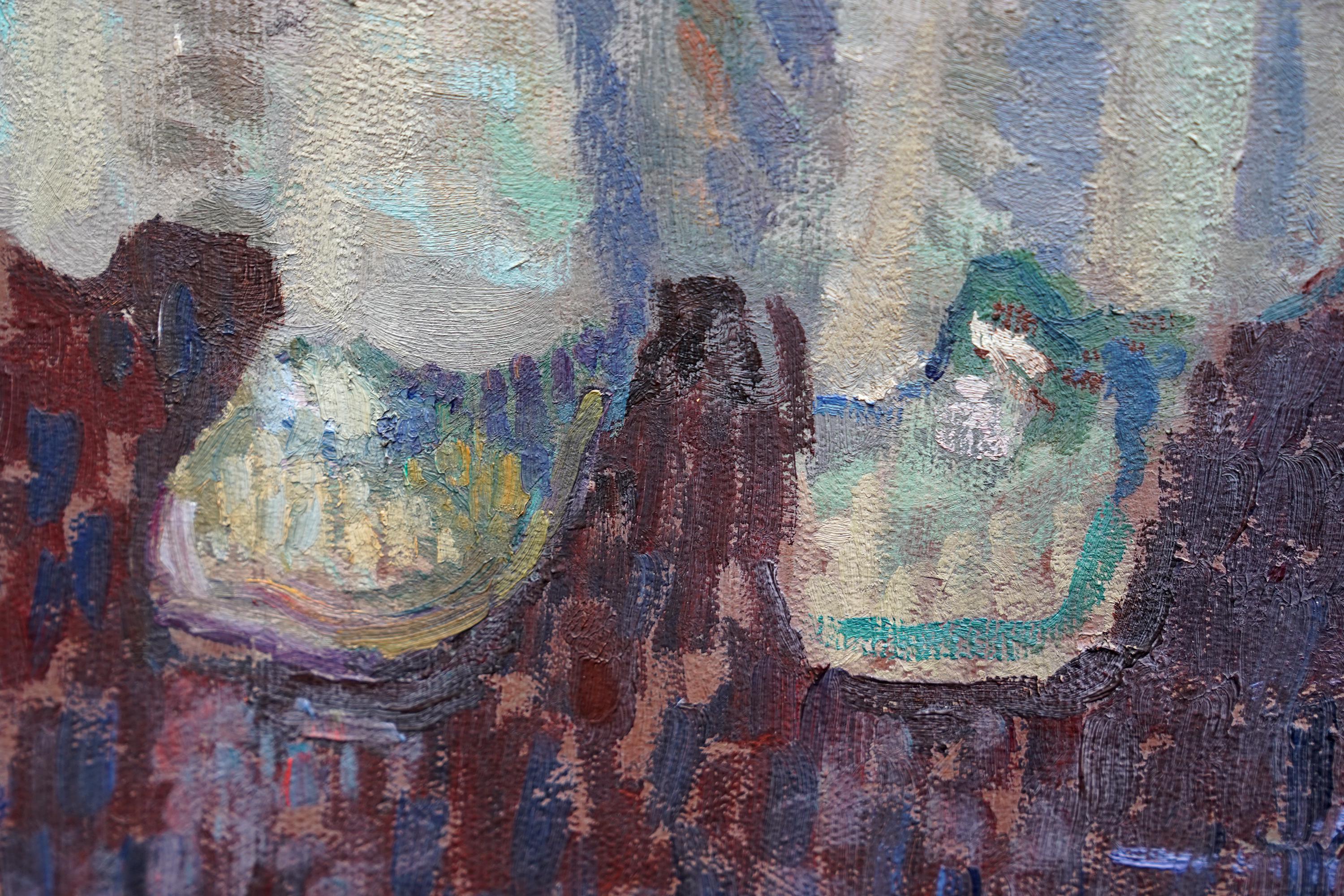 Retrato de dos hermanas junto a una ventana - Pintura al óleo británica de 1918 de la Escuela Slade en venta 9