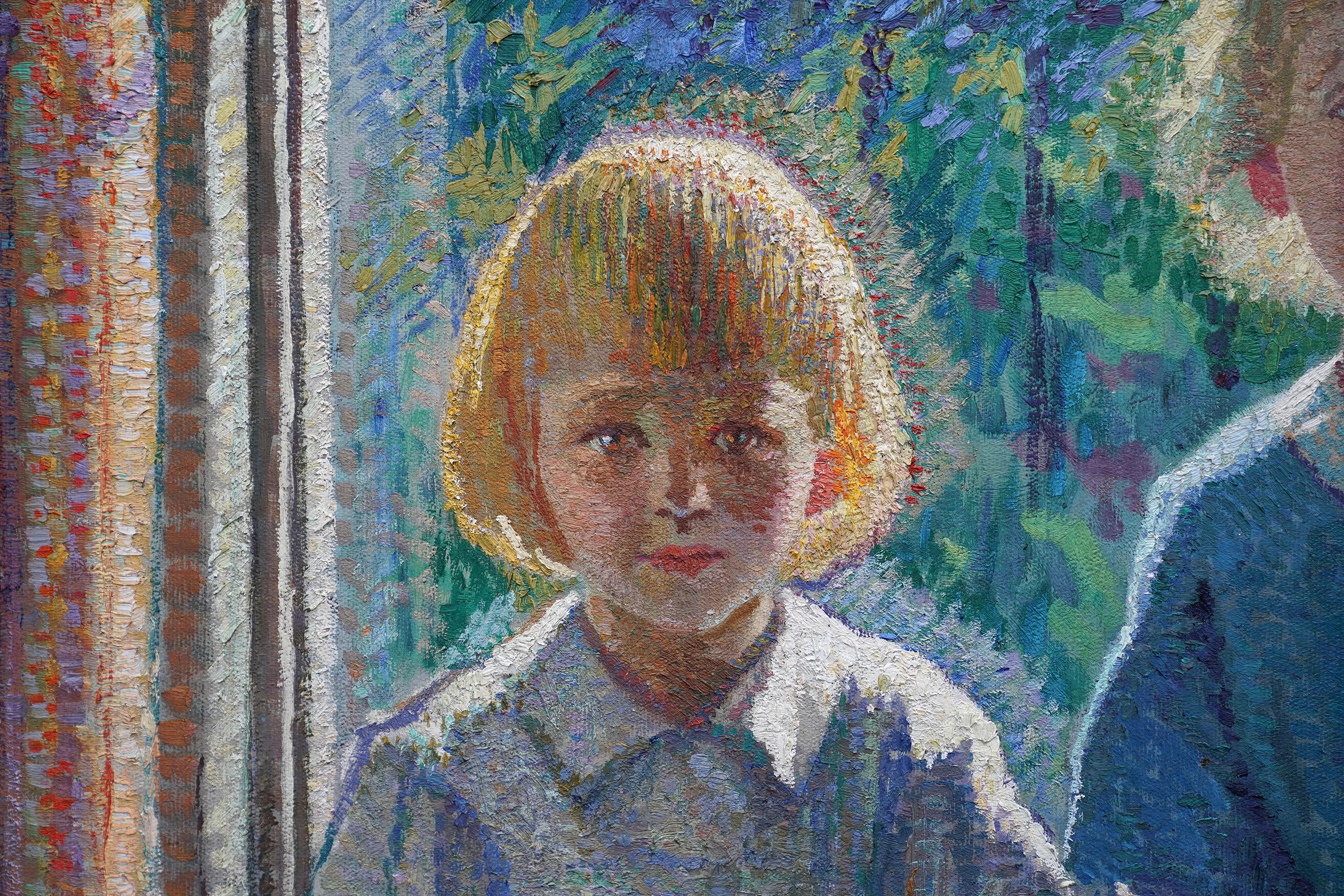 Este encantador retrato al óleo postimpresionista británico es obra del célebre artista de la Escuela Slade (Alfred) Clive Gardiner. Fue pintada en 1918 y muestra la influencia de los artistas franceses que Gardiner descubrió en un viaje a París