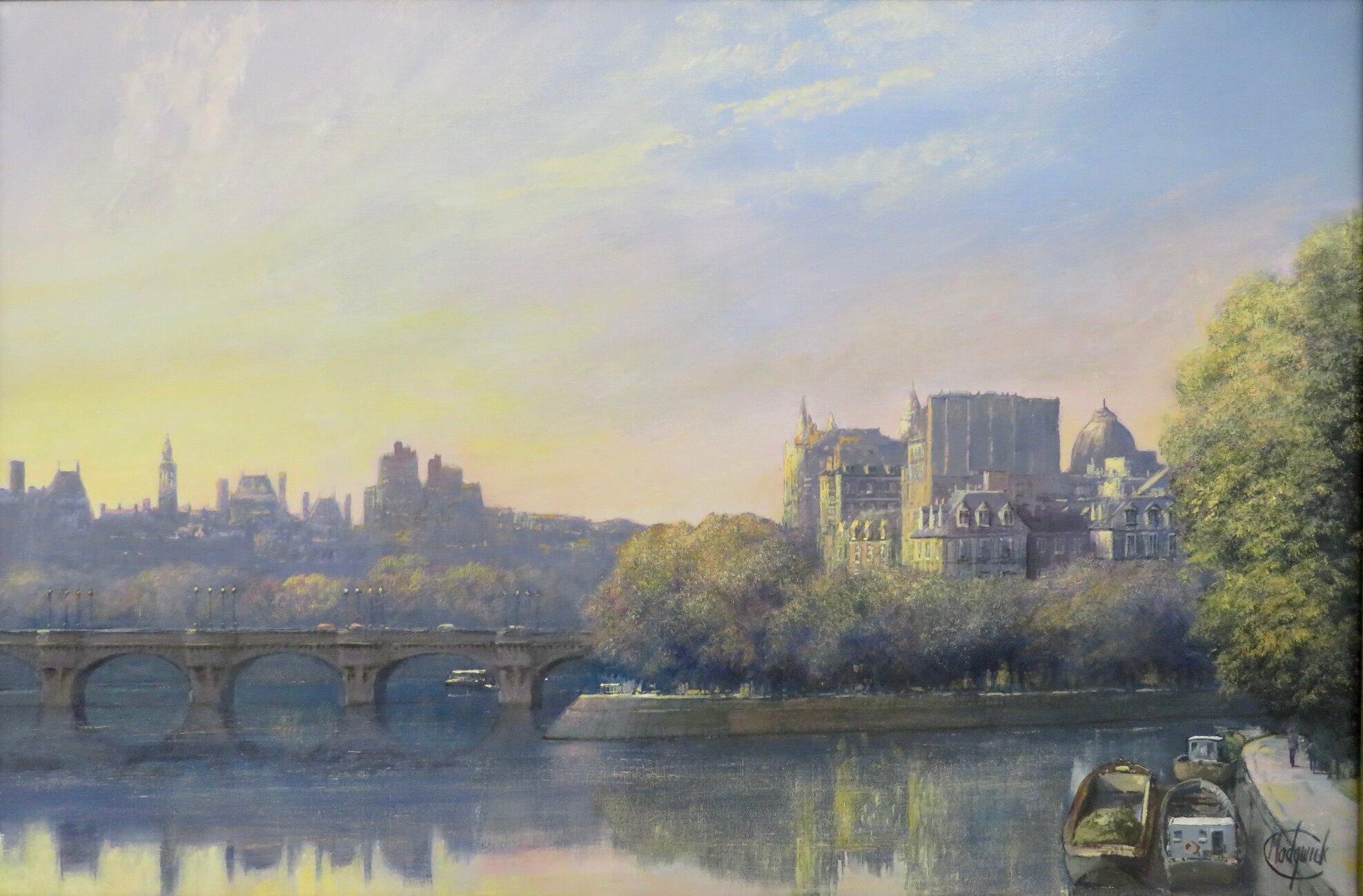 CLIVE MADGWICK RBA (1939-2005) impressionista francese Pittura ad olio originale Parigi 1