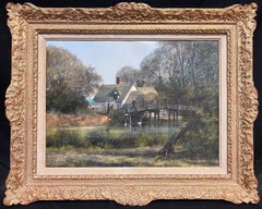 Cottage traditionnel anglais perché par une rivière avec cygnes listé