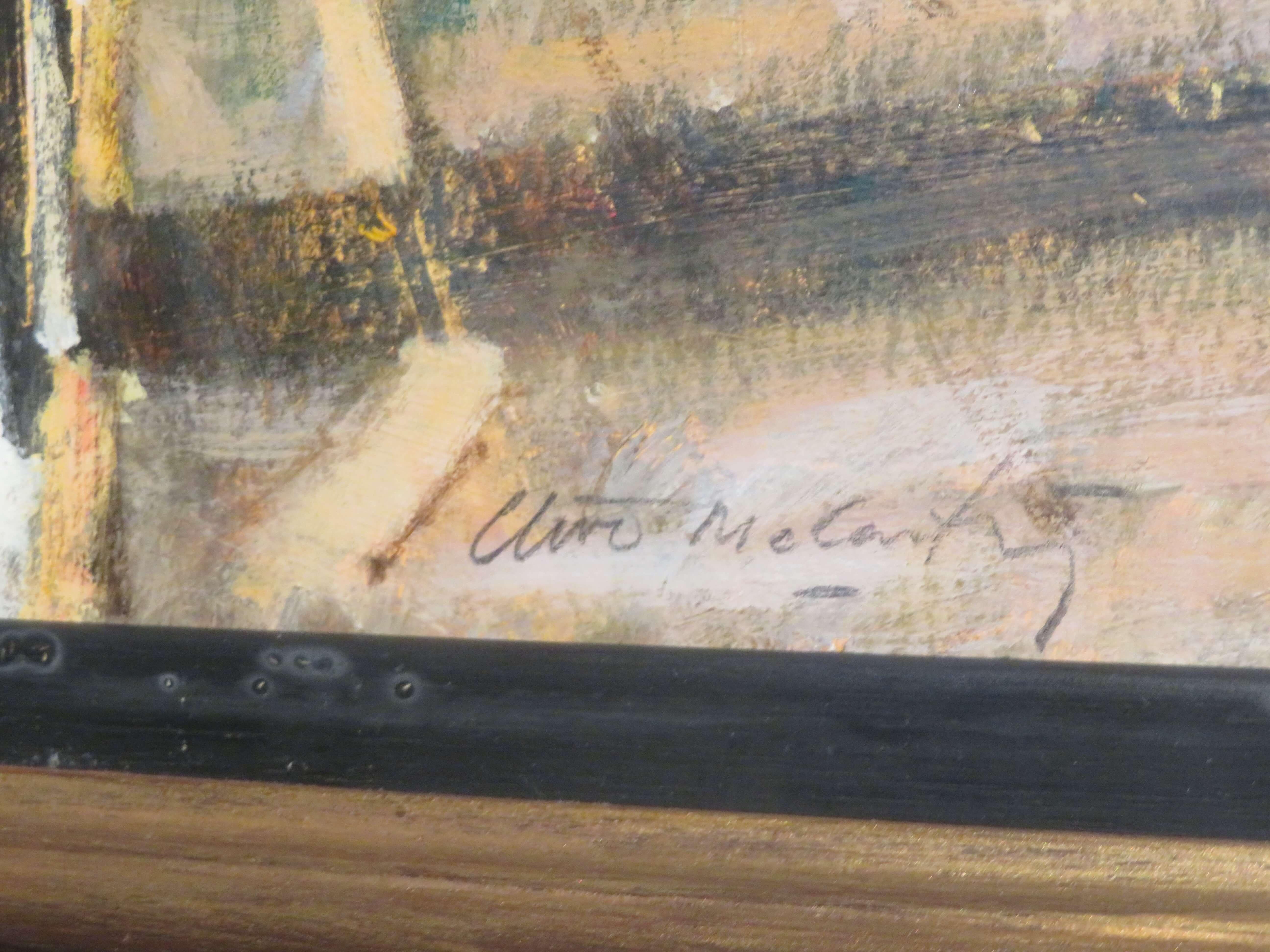 Original FINE Post Impressionist ITALIENISCHE Ölgemälde VENEDIG CAFE SQUARE im Angebot 1