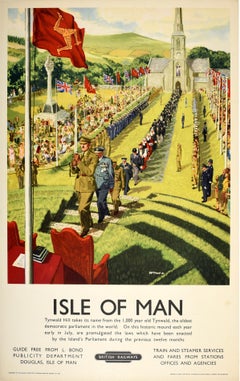 Original Used Travel Poster Isle Of Man British Railways Clive Uptton Tynwald