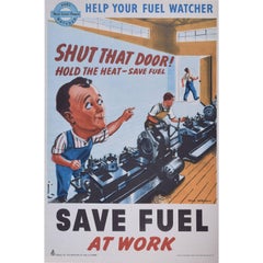 Save Fuel at Work Original Poster World War 2 Home Front Efficiency Clive Uptton