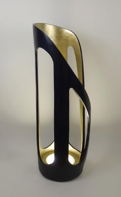 Cloak Floor Lamp in Ebonized Oak and Gold Leaf