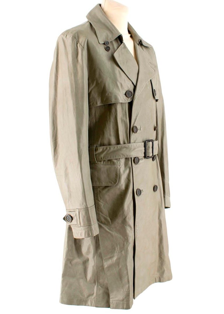 Cloak Green Leather Trench Coat M For Sale at 1stDibs