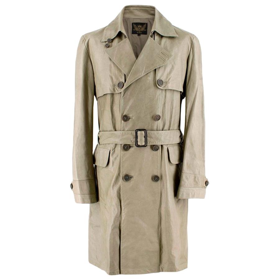 Cloak Green Leather Trench Coat M  For Sale