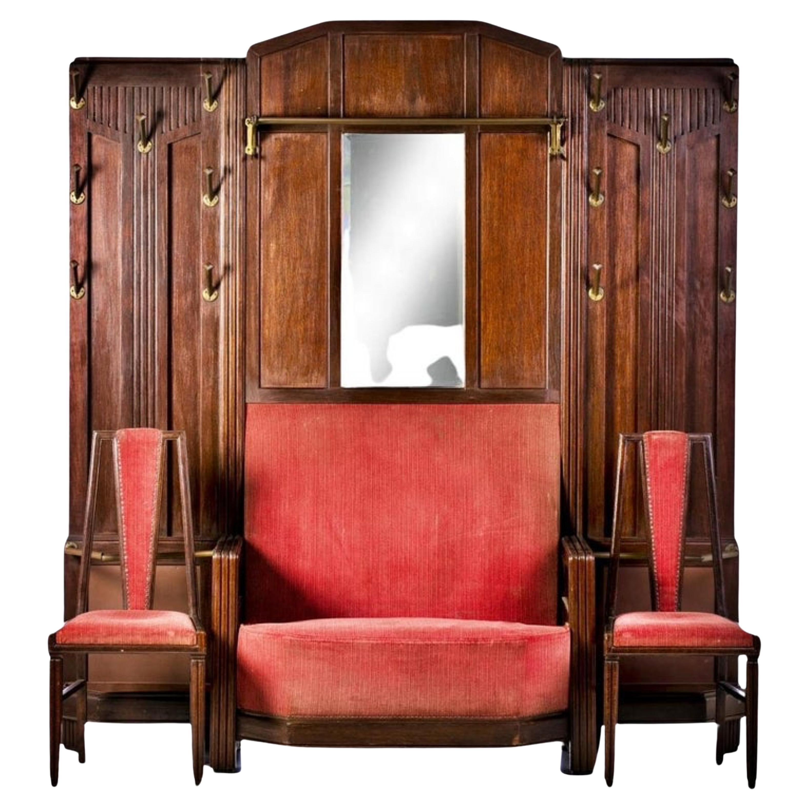 Cloakroom Art Deco-Sofa aus Mahagoni