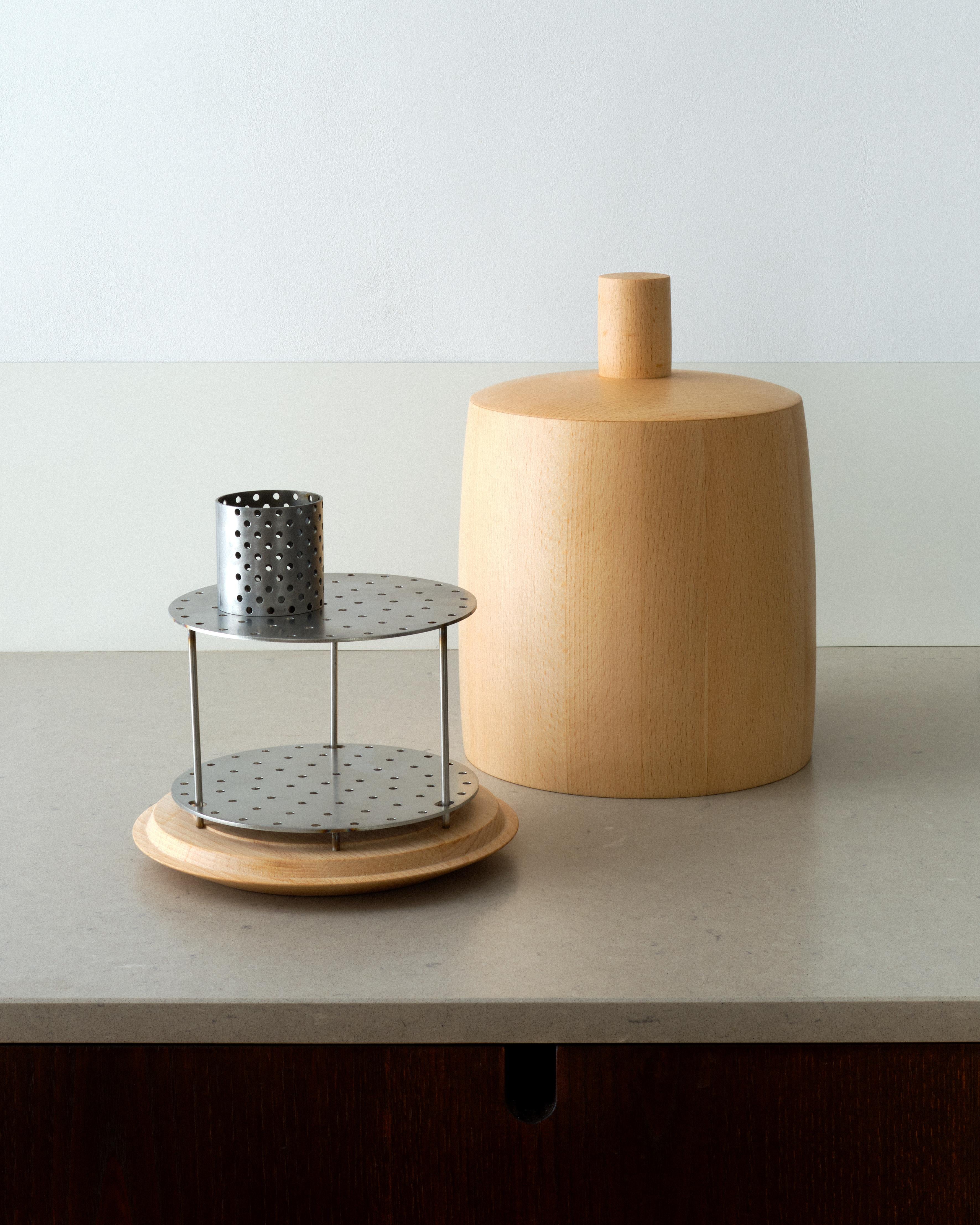 Wood Cloche table smoker,  beech wood, design Guillaume Bloget, OROS Edition For Sale