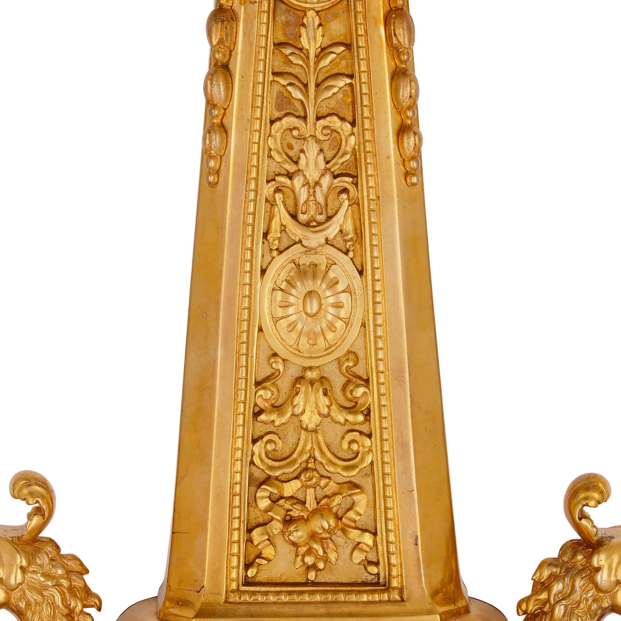 Clock and Barometer Set in Gilt Bronze by Beurdeley 3