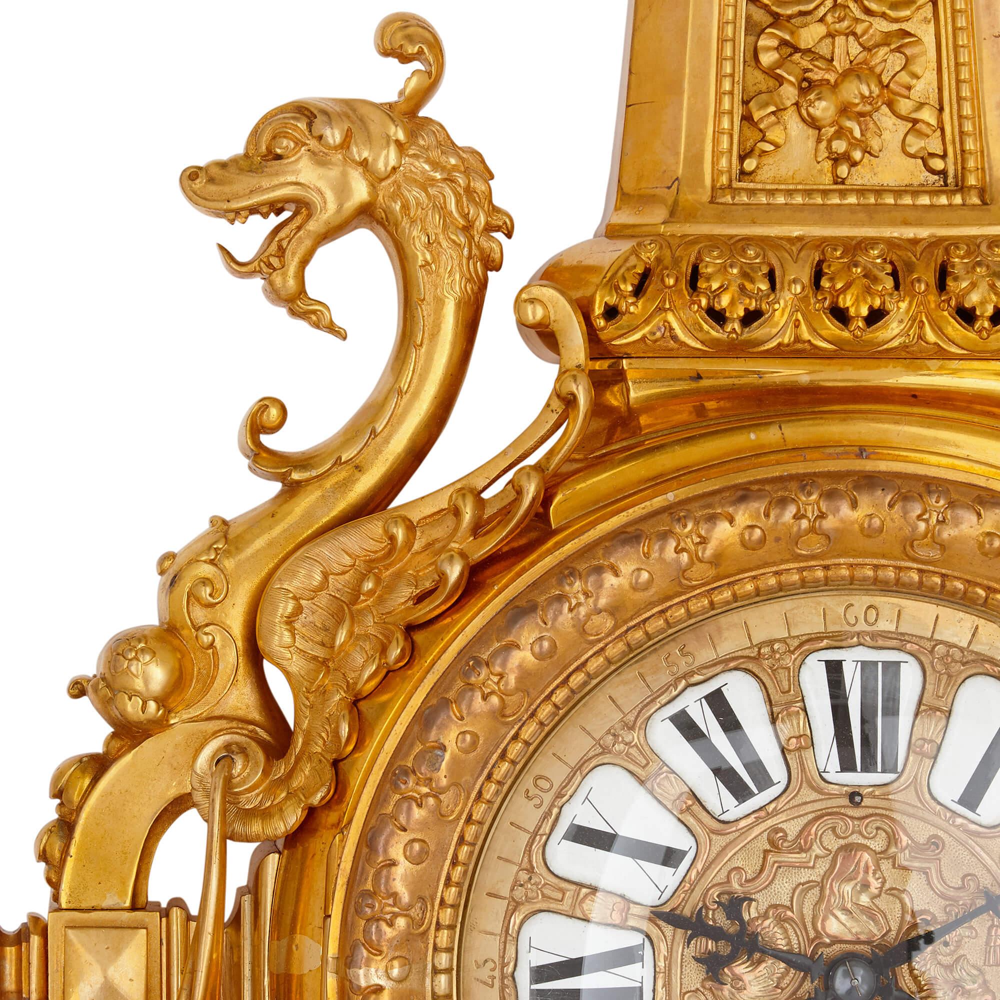 Clock and Barometer Set in Gilt Bronze by Beurdeley 5