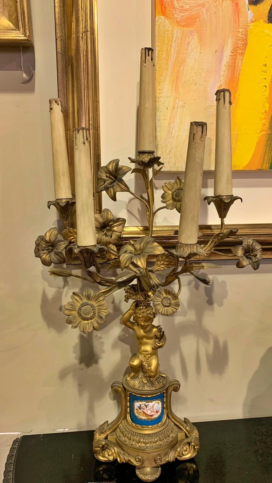 Clock and Pair of Candlesticks, French 19th Century Napoleon III For Sale 9