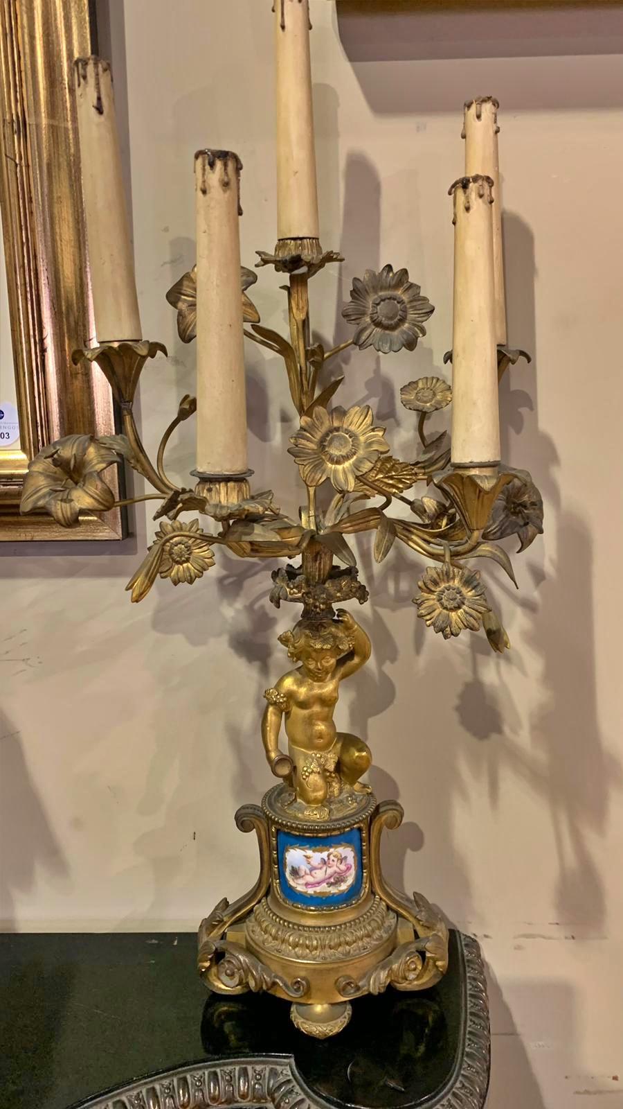 Clock and Pair of Candlesticks, French 19th Century Napoleon III For Sale 1
