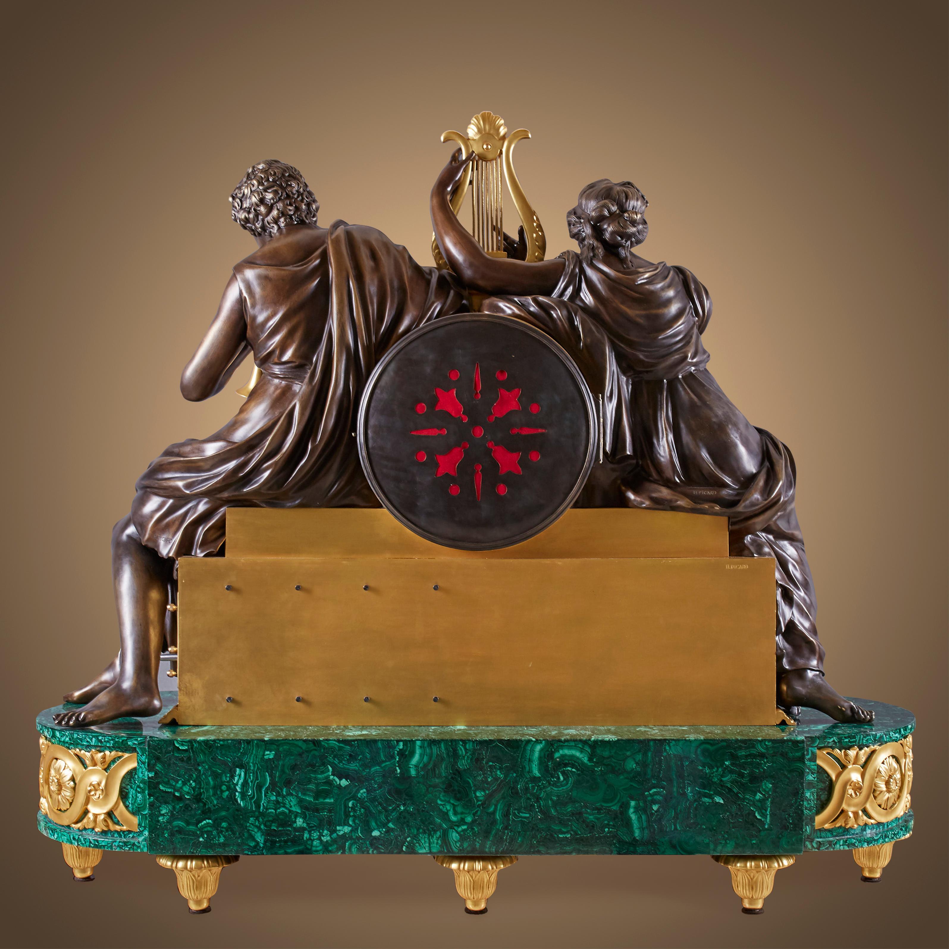 XIXe siècle Clock and vase Set 19th Century Louis Philippe Charles X style with 8-song en vente