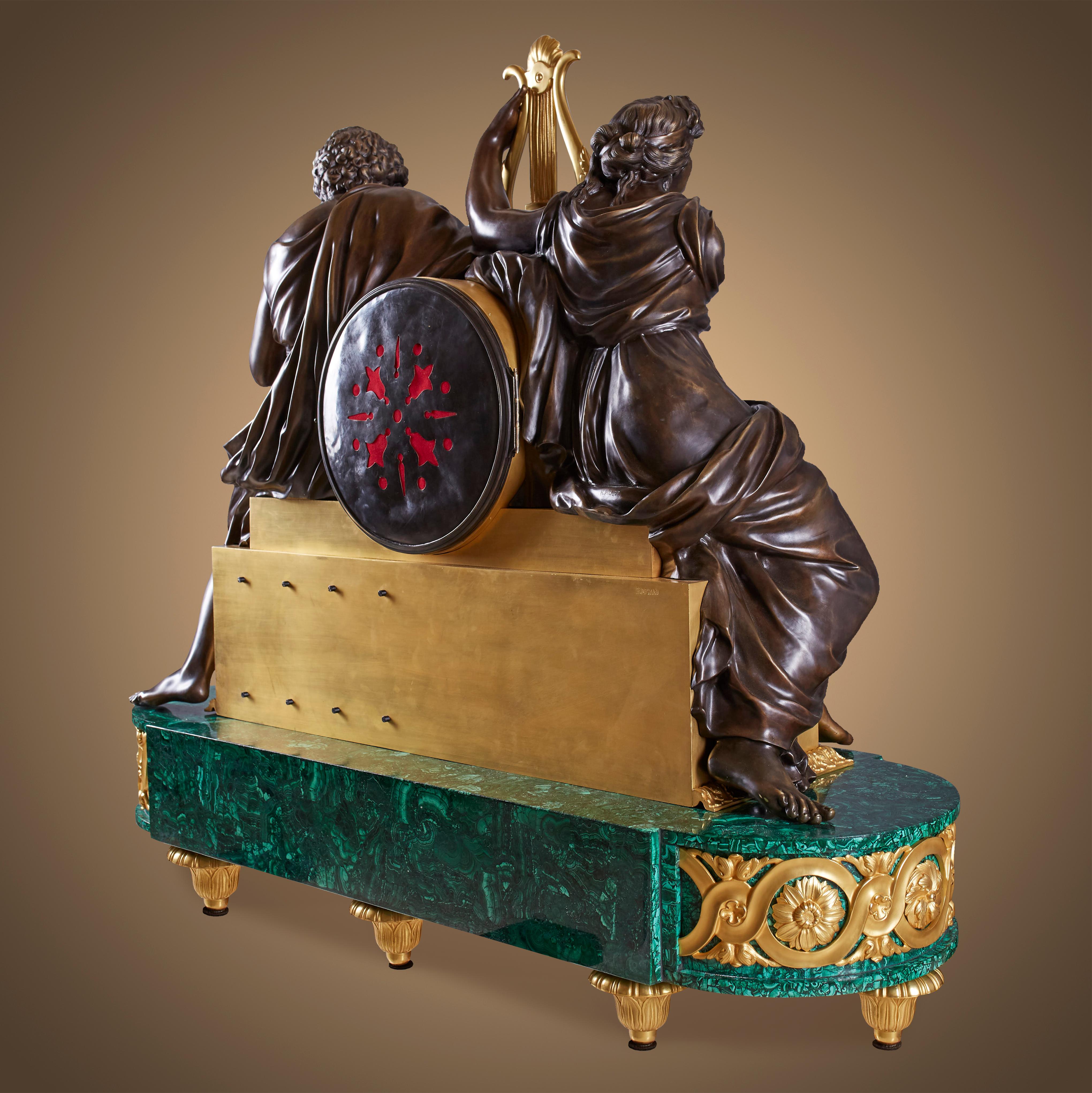 Bronze Clock and vase Set 19th Century Louis Philippe Charles X style with 8-song en vente