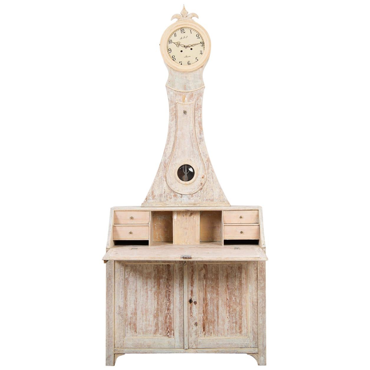 Clock Cabinet with Writers Flap from Northern Sweden