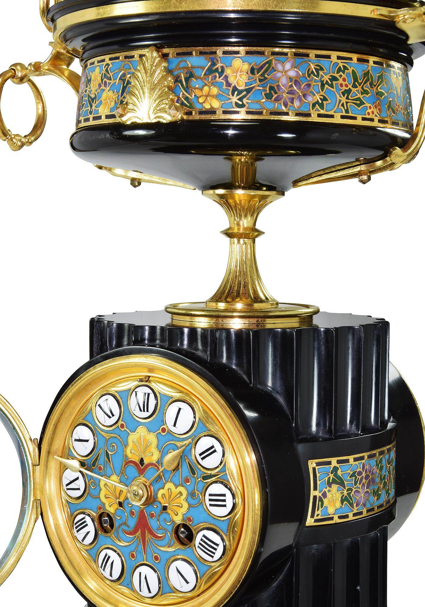 Cloissoné Clock Cloisonne Bronze F.Barbedienne