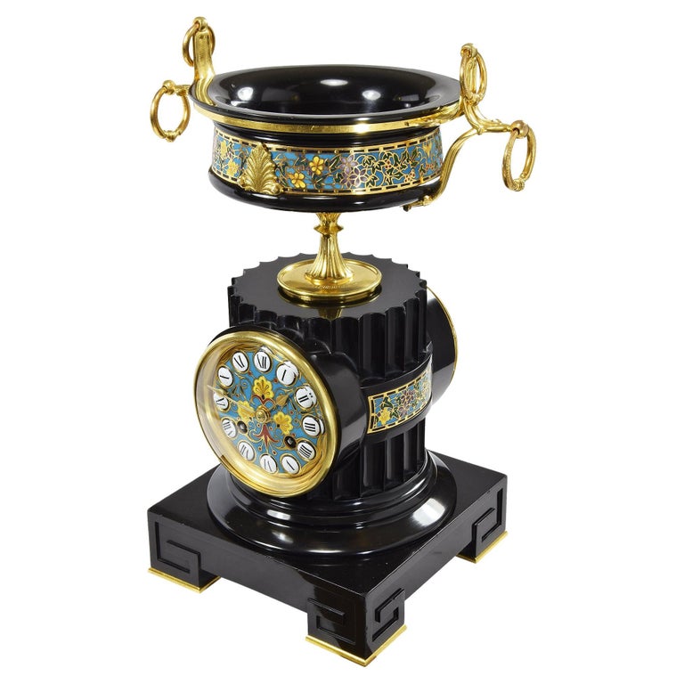 Uhr Cloisonné Bronze F.Barbedienne im Angebot bei 1stDibs