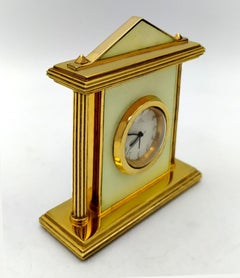 Clock Cream Enamel on Guilloche Sterling Silver Salimbeni