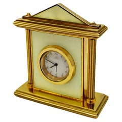 Clock Cream Enamel on Guilloche Sterling Silver Salimbeni 