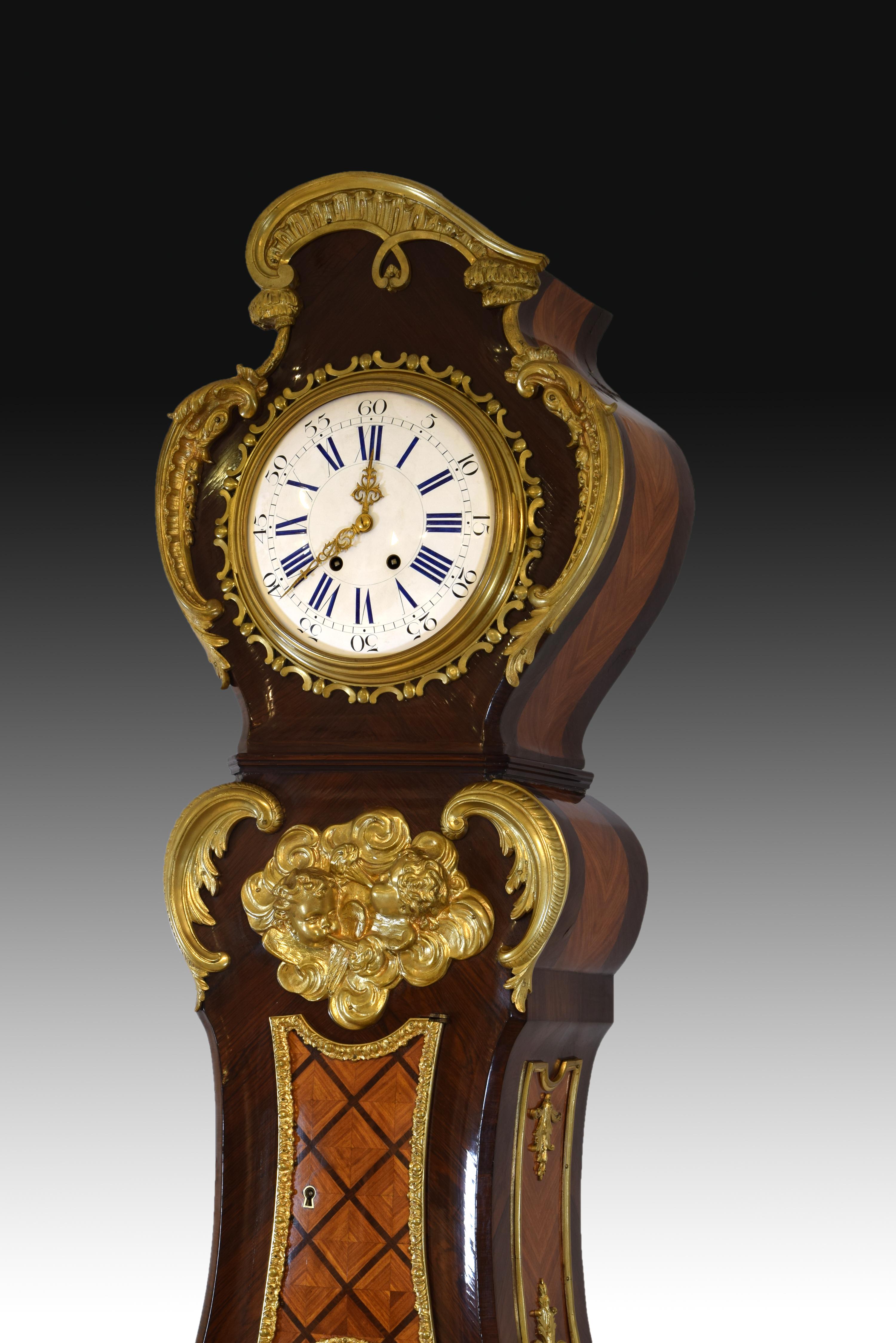 French Clock, France, 19th C., after Charles Cressent 'France, 1685-1768' For Sale