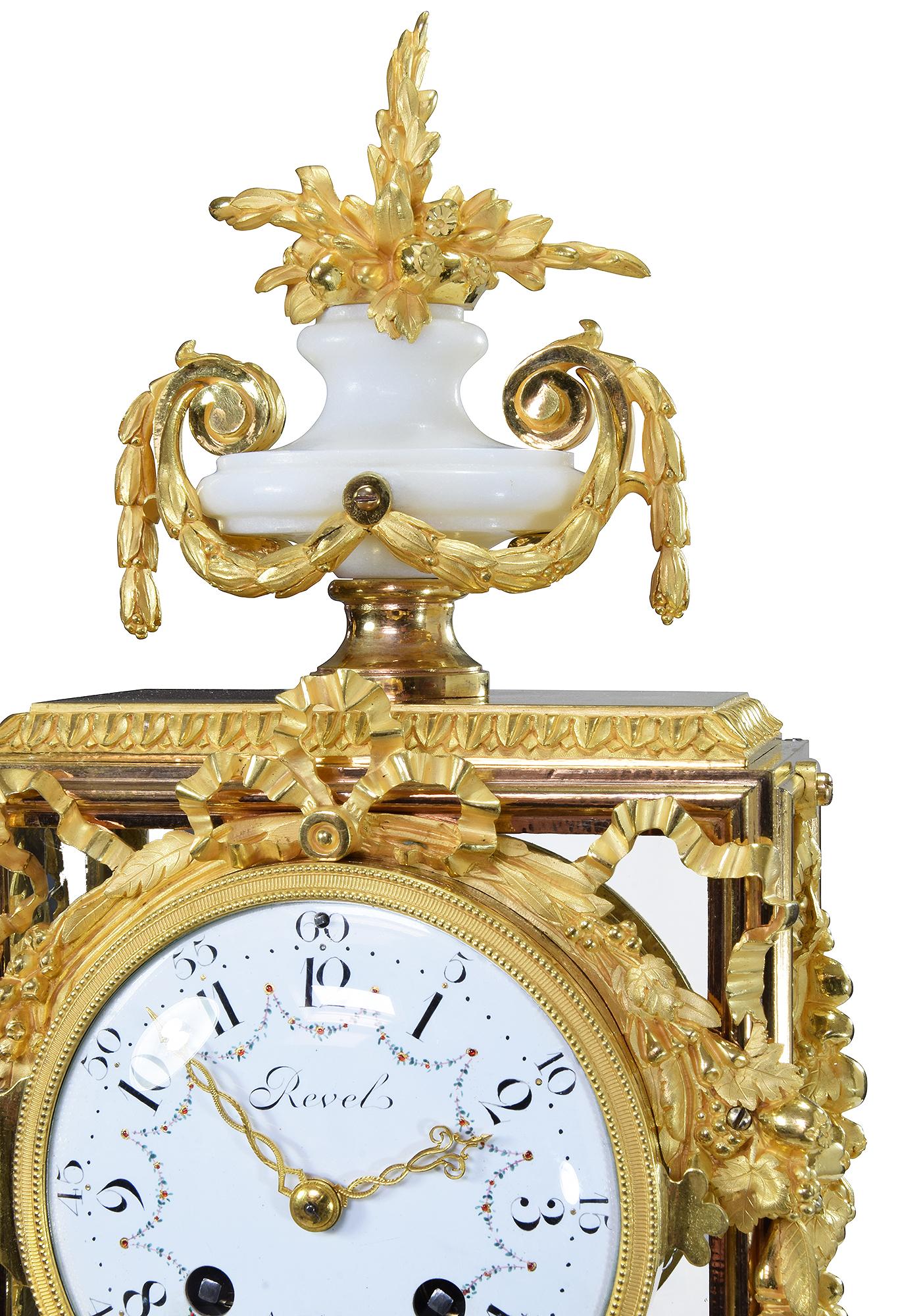 French Clock in bronze and glass REVEL A PARIS