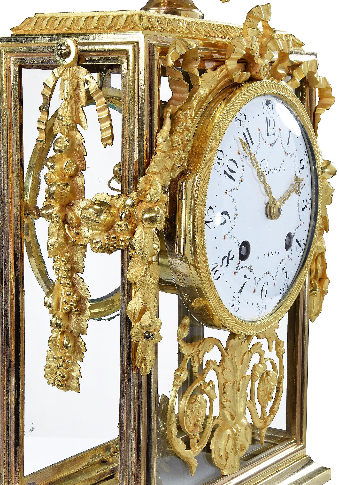 Gilt Clock in bronze and glass REVEL A PARIS