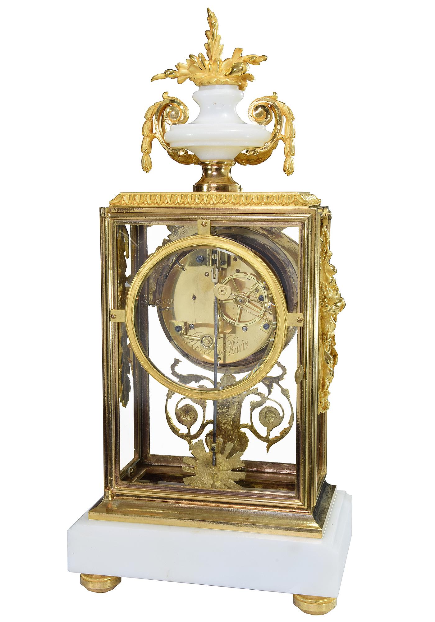 Clock in bronze and glass REVEL A PARIS In Excellent Condition In LYON, FR