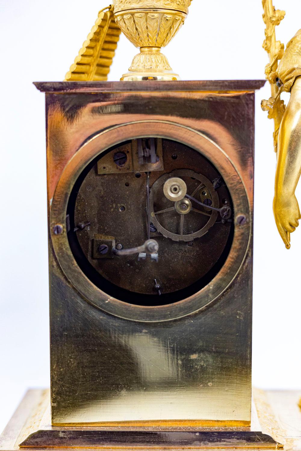Clock in Gilt Bronze, Empire Period For Sale 8