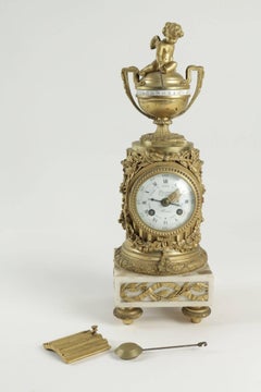Clock in Gold Gilt Bronze, 19th Century Made by Deniere, Paris