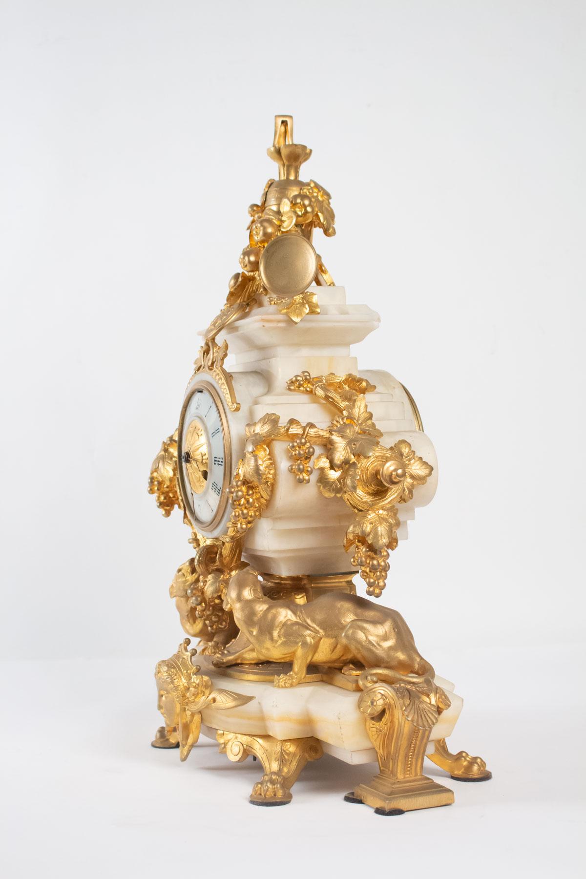 Gilt Clock Napoleon III from Eugene Cornu, Bronze and Onyx, 19th Century