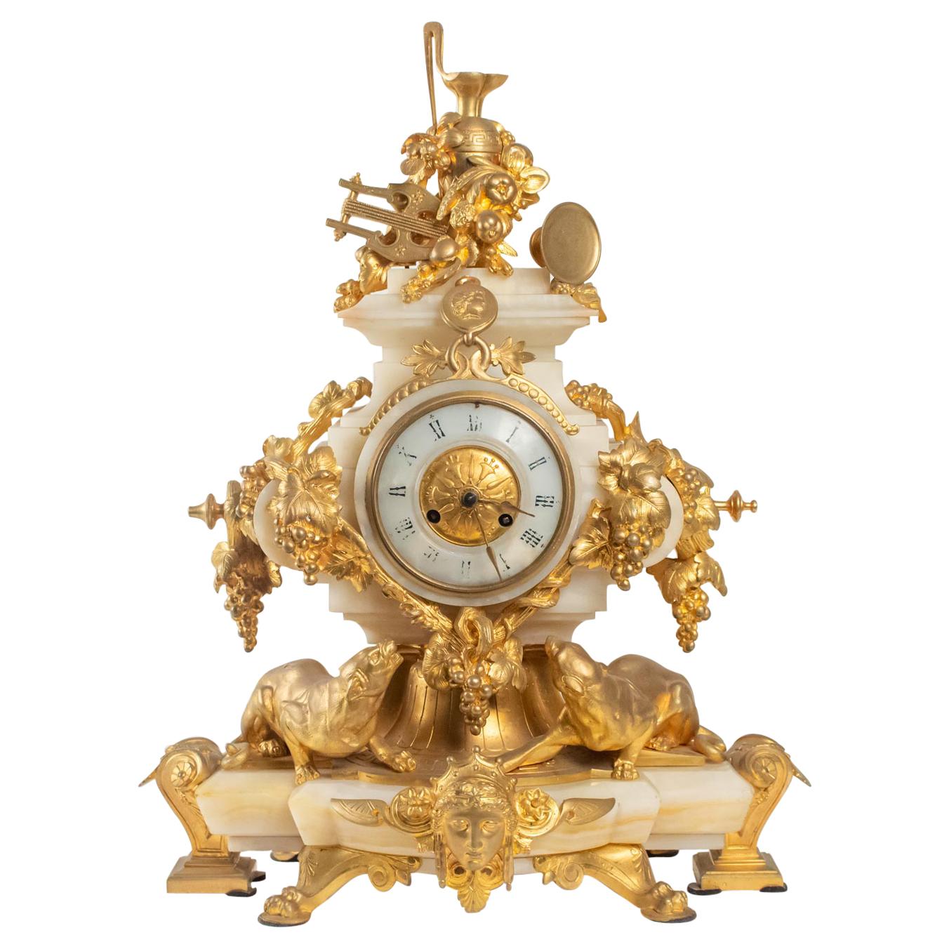 Clock Napoleon III from Eugene Cornu, Bronze and Onyx, 19th Century
