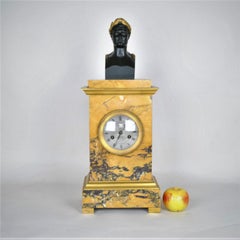 Clock, Napoleon in Roman Emperor, Bronze and Marble, 19th Century