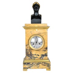 Clock, Napoleon in Roman Emperor, Bronze and Marble, 19th Century