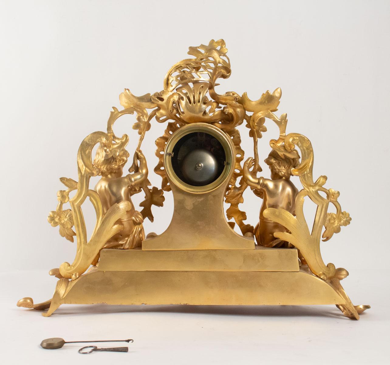 Clock Period Napoleon III Gilt Bronze Aux Amours 5