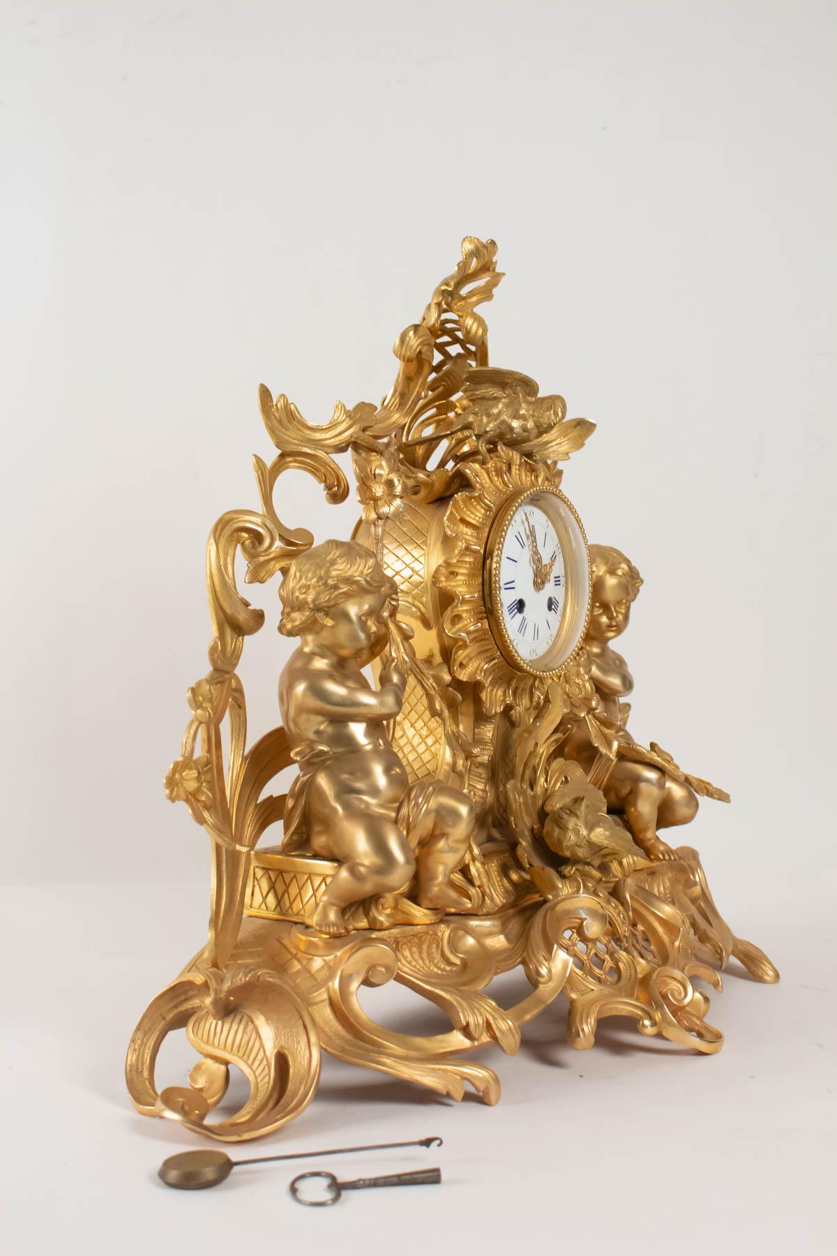 Clock Period Napoleon III Gilt Bronze Aux Amours 4