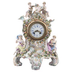 Clock. Porcelain, metal, glass. Lenzkirch, Germany, late 19th century. 