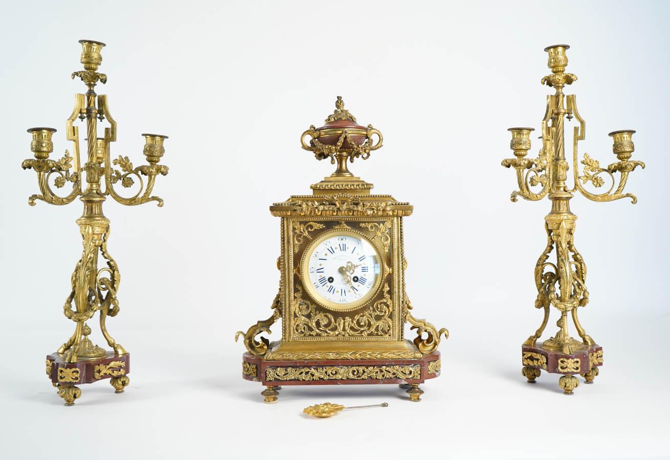 Clock Set, 19th Century, Lemerle Charpentier For Sale 5