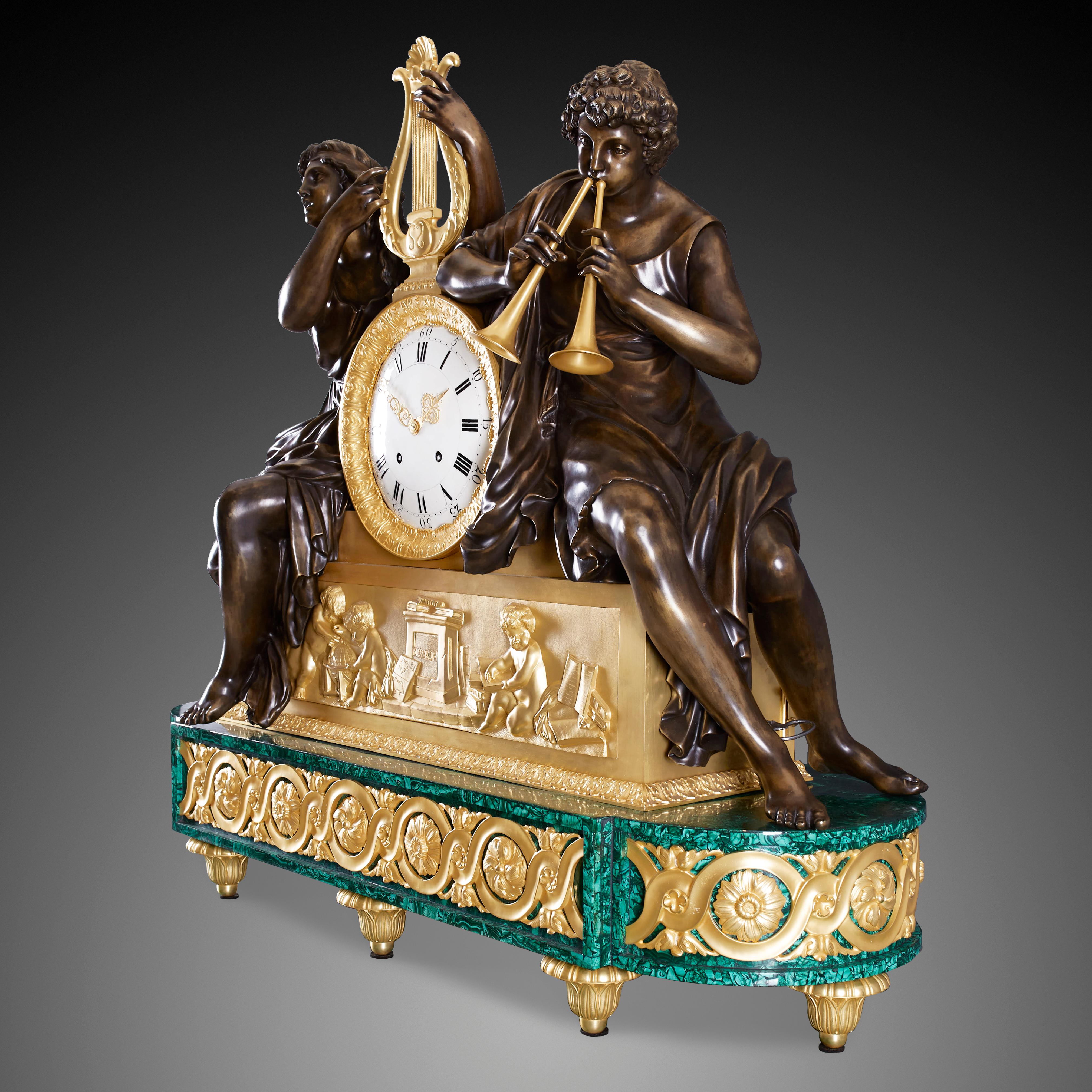 French Clock Set 19th Century Louis Philippe Charles X Period by Leroy À Paris